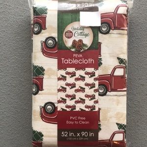 Vintage Red Truck Farmhouse Christmas Tablecloth